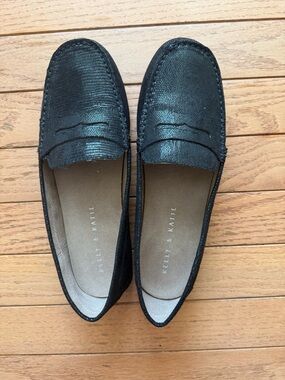 Kelly & Katie Black Textured Penny Loafers